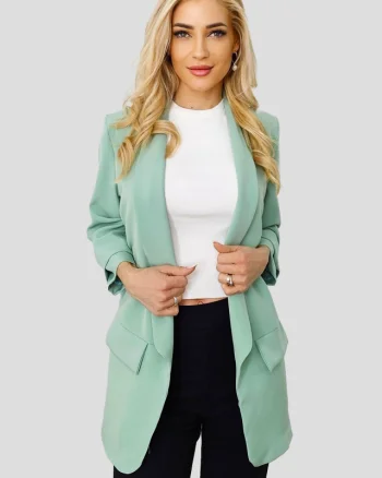 Sacou casual Nora, de lungime medie, Verde pal, Marime universala S/M