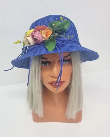 Palarie de plaja ChiClove cu flori, albastru
