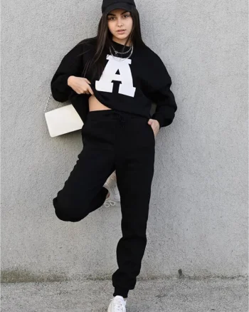 Trening vatuit din bumbac, Adina, Negru