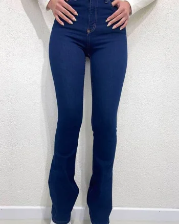 Blugi dama evazati BIG Ty, cu talie inalta si croiala clasica, Albastru denim