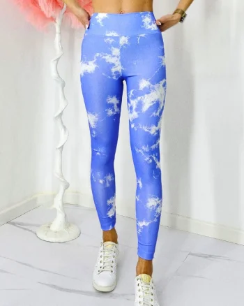 Colanti yoga MoZAIK, banda lata in talie cu efect modelator si push up, Mov