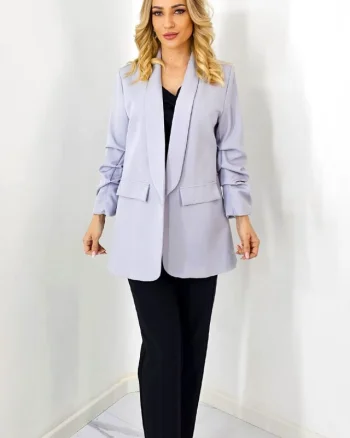 Sacou casual Nora, de lungime medie, Gri, Marime S/M