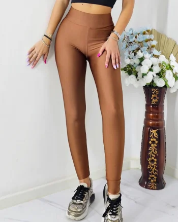 Colanti Lycra Taylor, cu aspect metalizat, Maro