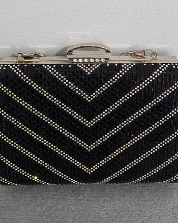 Clutch de umar SUN POP, cu strasuri multicolore, Negru