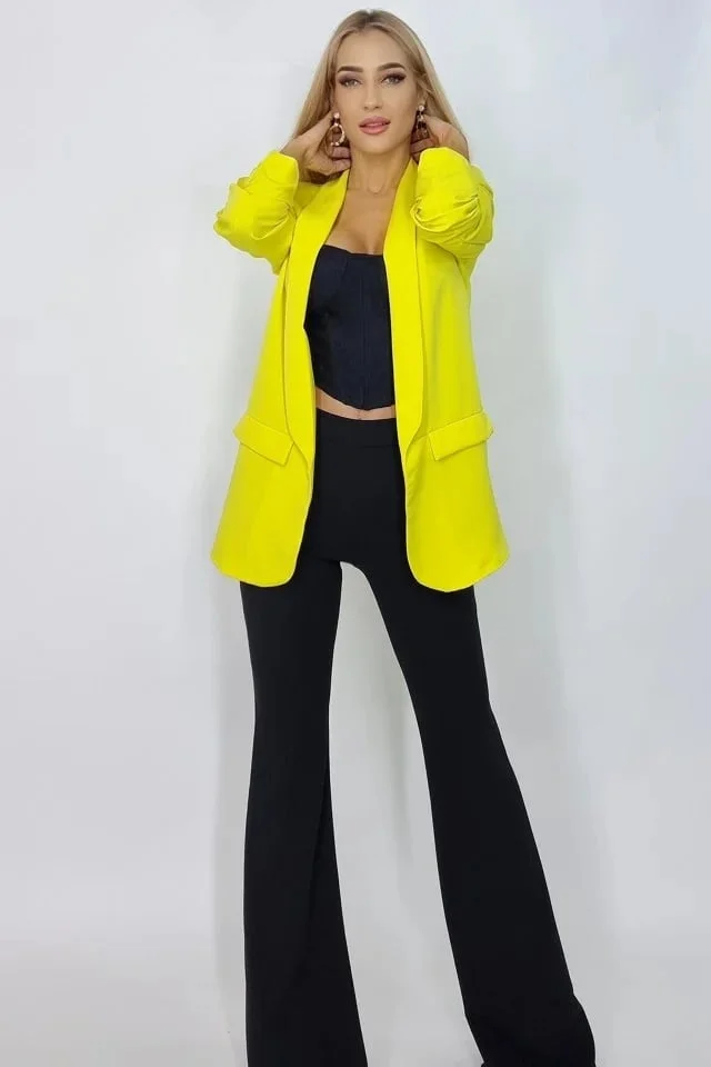 Sacou casual BLUMY, cu lungime medie si clapete, Galben, Marime XL/2XL
