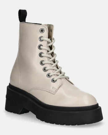 Tommy Jeans bocanci de piele TJW CHUNKY SHINY LEATHER BOOT