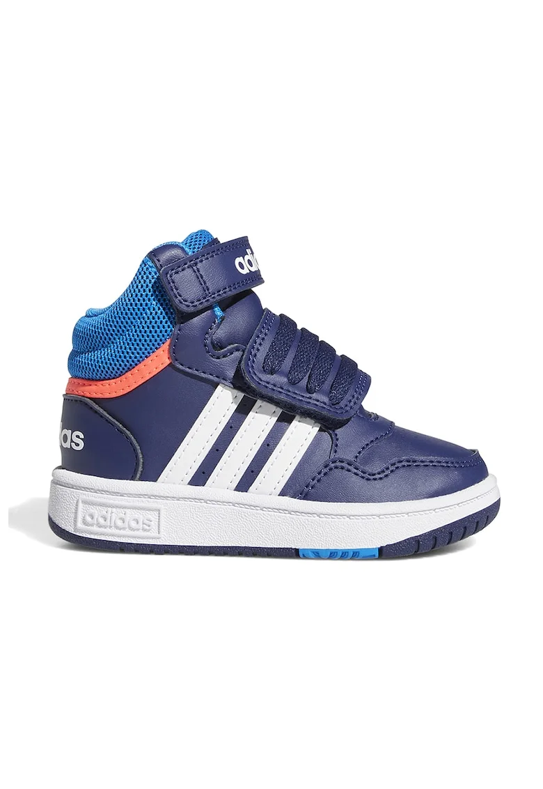 Pantofi sport mid-high cu velcro Hoops, Alb/Albastru inchis