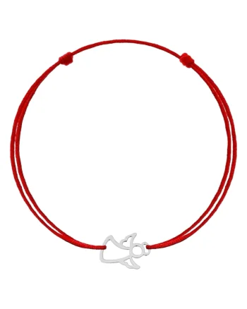 Bratara cu pandantiv Ingeras din Argint 925, snur reglabil, Rosu