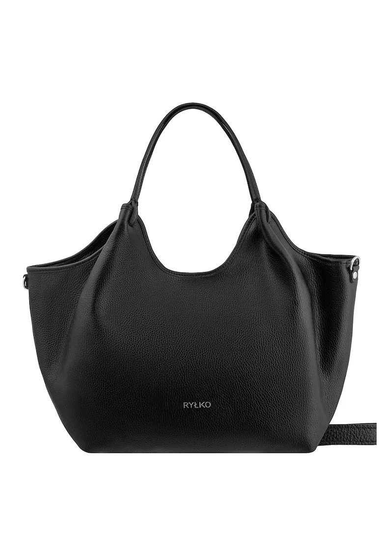 RYLKO, Geanta hobo de piele cu bareta detasabila, Negru