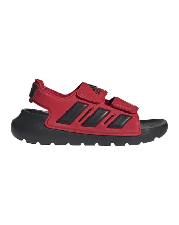 Sandale cu logo si velcro Alta Swim, Negru/Rosu vermillion