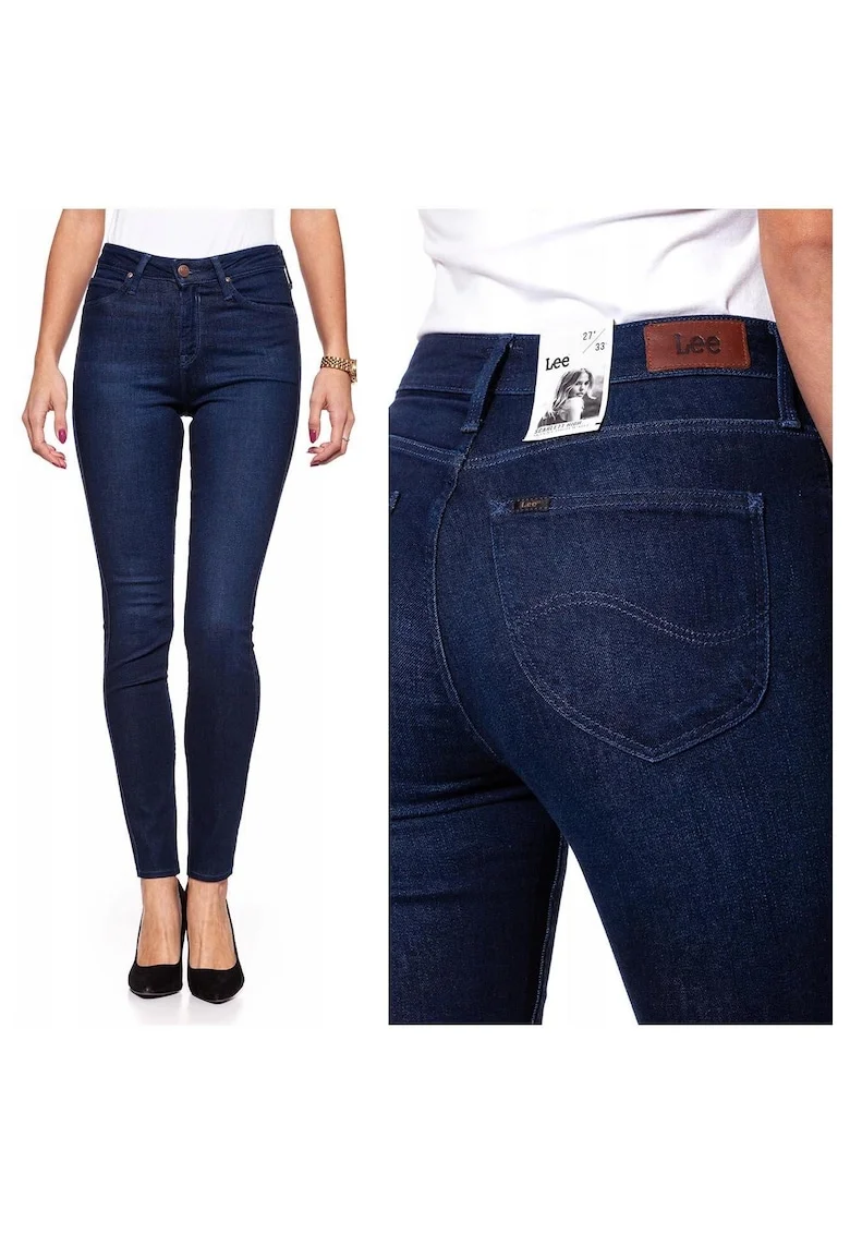 Blugi Dama,  Scarlett High, W25-L31 US, Bumbac, Zipper, Lung, 5 Buzunare 2 Mari 2 Medii Exterioare 1 Mic Interior, Talie Inalta, Albastru
