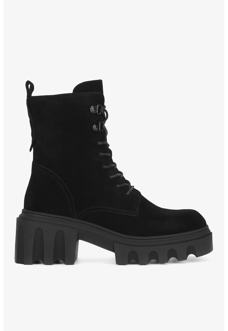 Ghete dama  5905588881766, Piele intoarsa, Negru, Negru