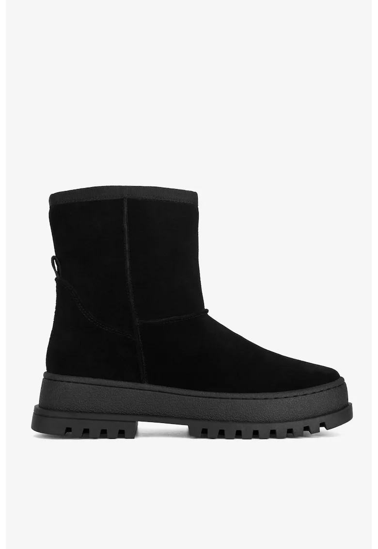 Ghete dama  5905588992882, Piele intoarsa, Negru, Negru