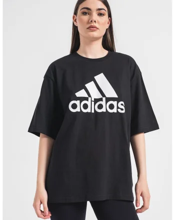 Tricou supradimensionat cu imprimeu logo Essentials, Alb/Negru