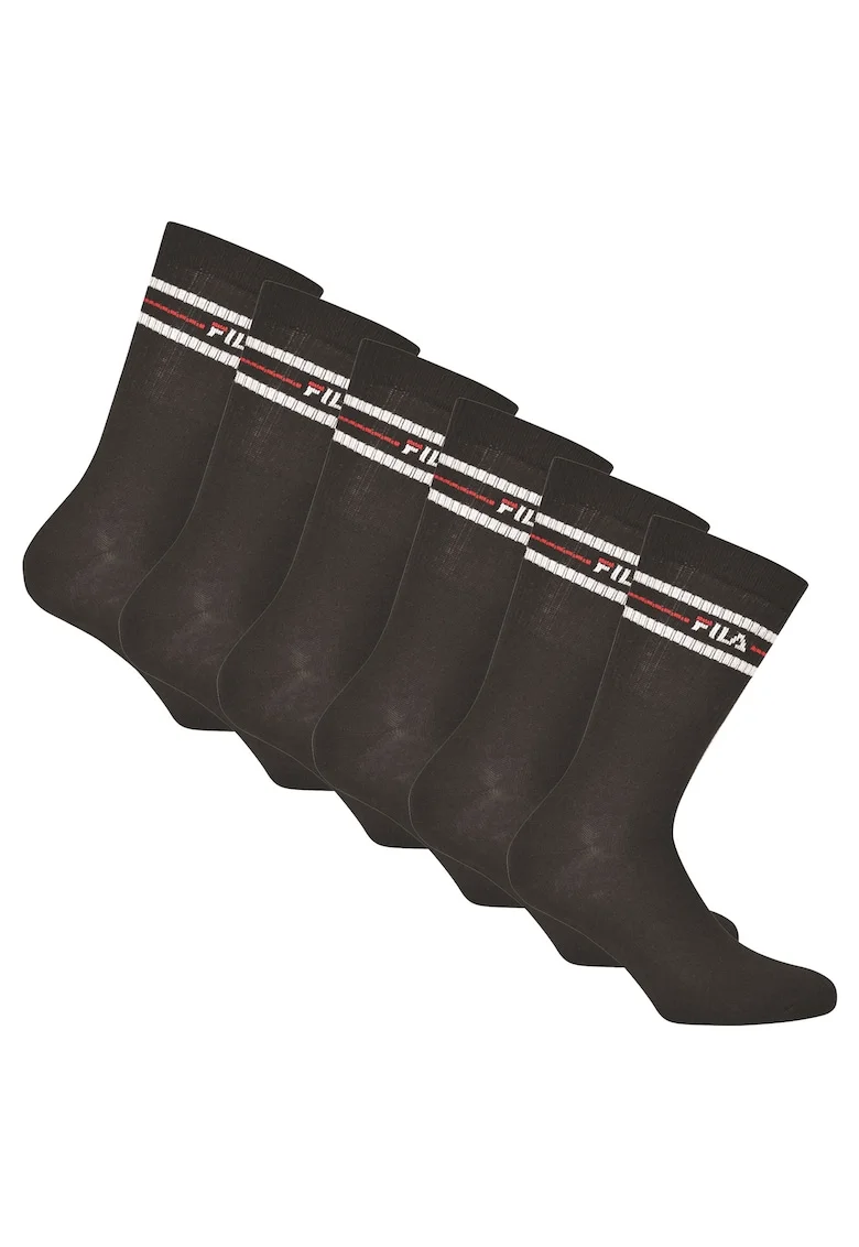 Set de sosete lungi unisex cu logo - 6 perechi, Negru