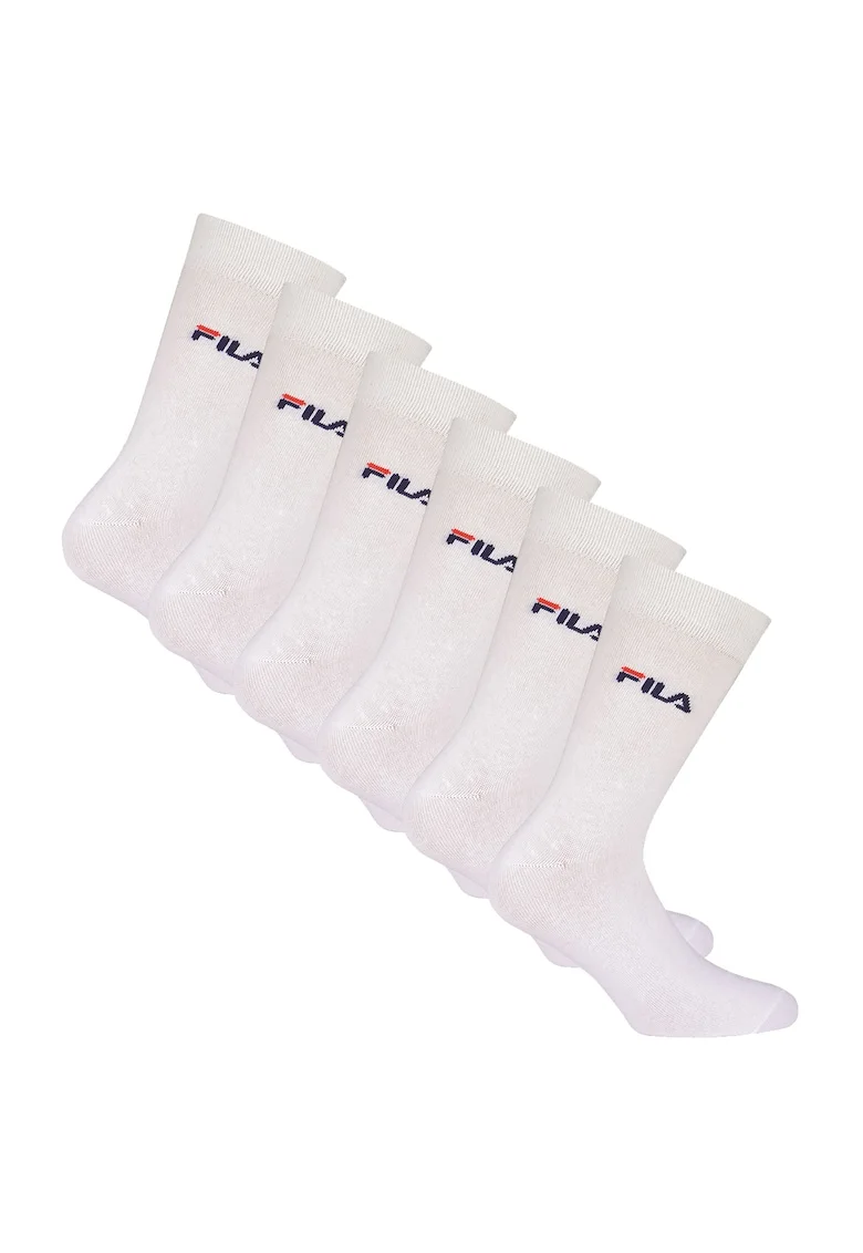 Set de sosete lungi unisex cu imprimeu logo - 6 perechi, Alb