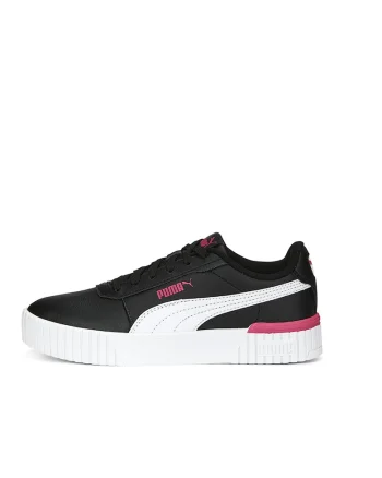 Pantofi sport cu insertii de piele Carina 2.0, Alb/Negru/Fucsia