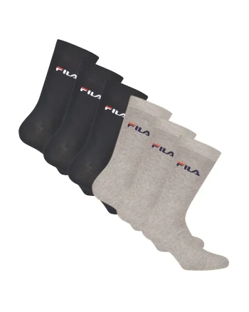 Set de sosete lungi unisex cu imprimeu logo - 6 perechi, Gri/Albastru