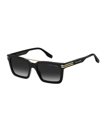 Ochelari de soare cu model dreptunghiular, Auriu/Negru