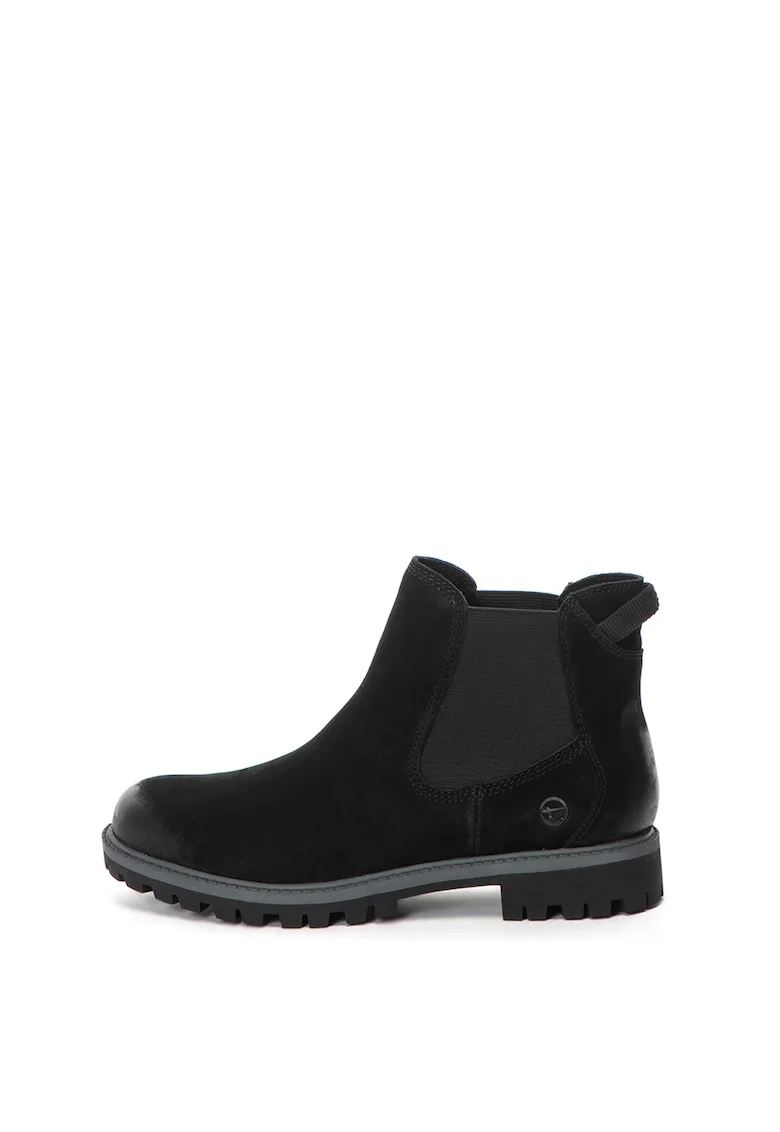 Ghete Chelsea de piele nabuc cu branturi cu amortizare, Negru