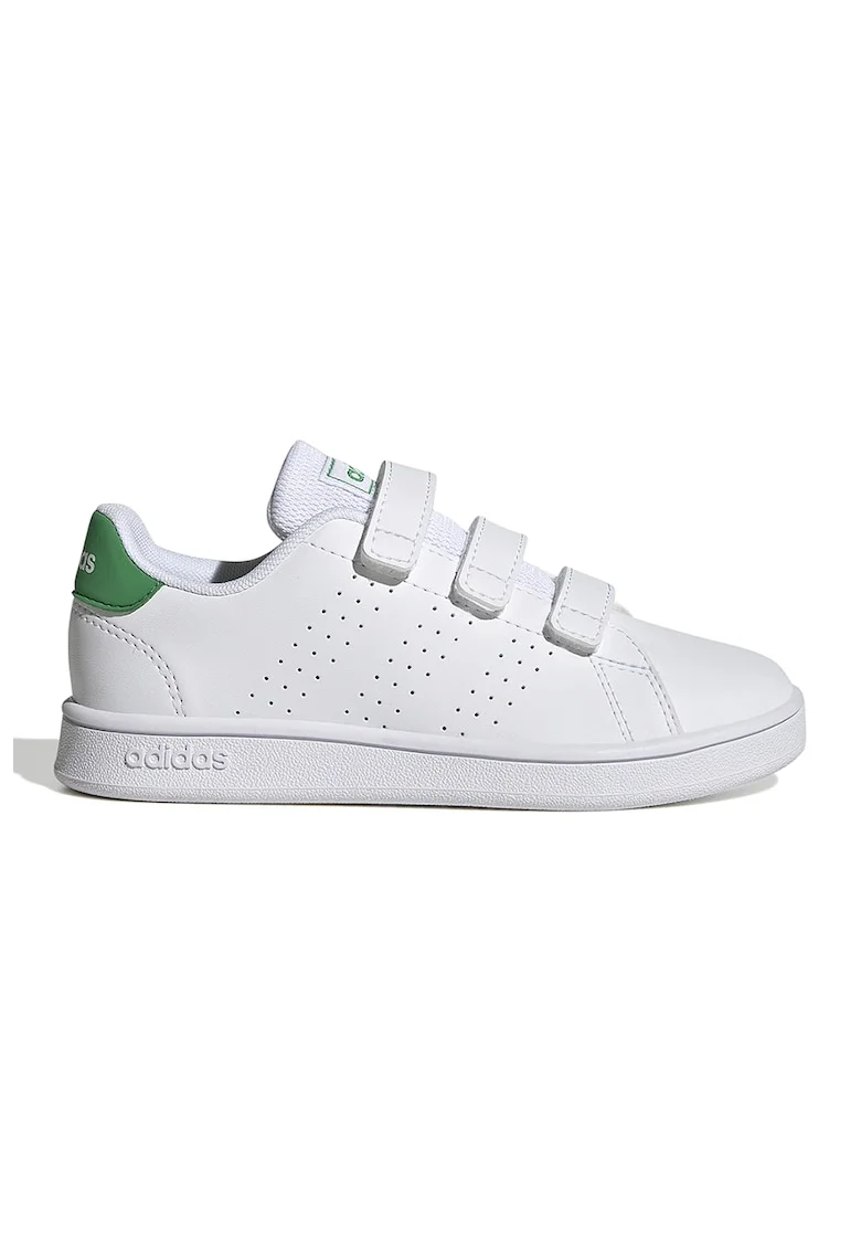 Pantofi sport din piele ecologica cu inchidere velcro Advantage Court, Alb/Verde