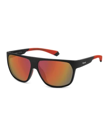 Ochelari de soare cu lentile oglinda polarizate, Negru/Portocaliu mandarina
