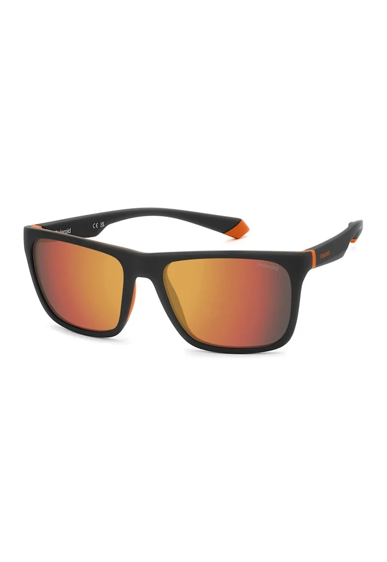 Ochelari de soare unisex cu lentile polarizate, Negru stins/Portocaliu mandarina