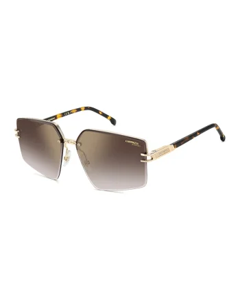 Ochelari de soare hexagonali cu lentile in degrade, Auriu/Maro cognac