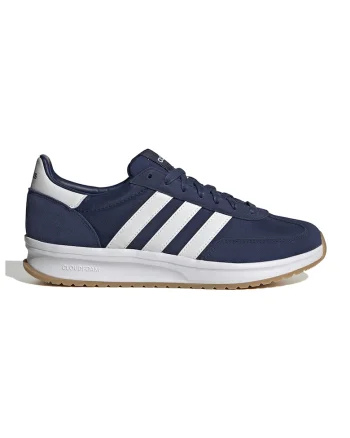 Pantofi sport Run 70s cu insertii din piele intoarsa, Alb/Albastru indigo