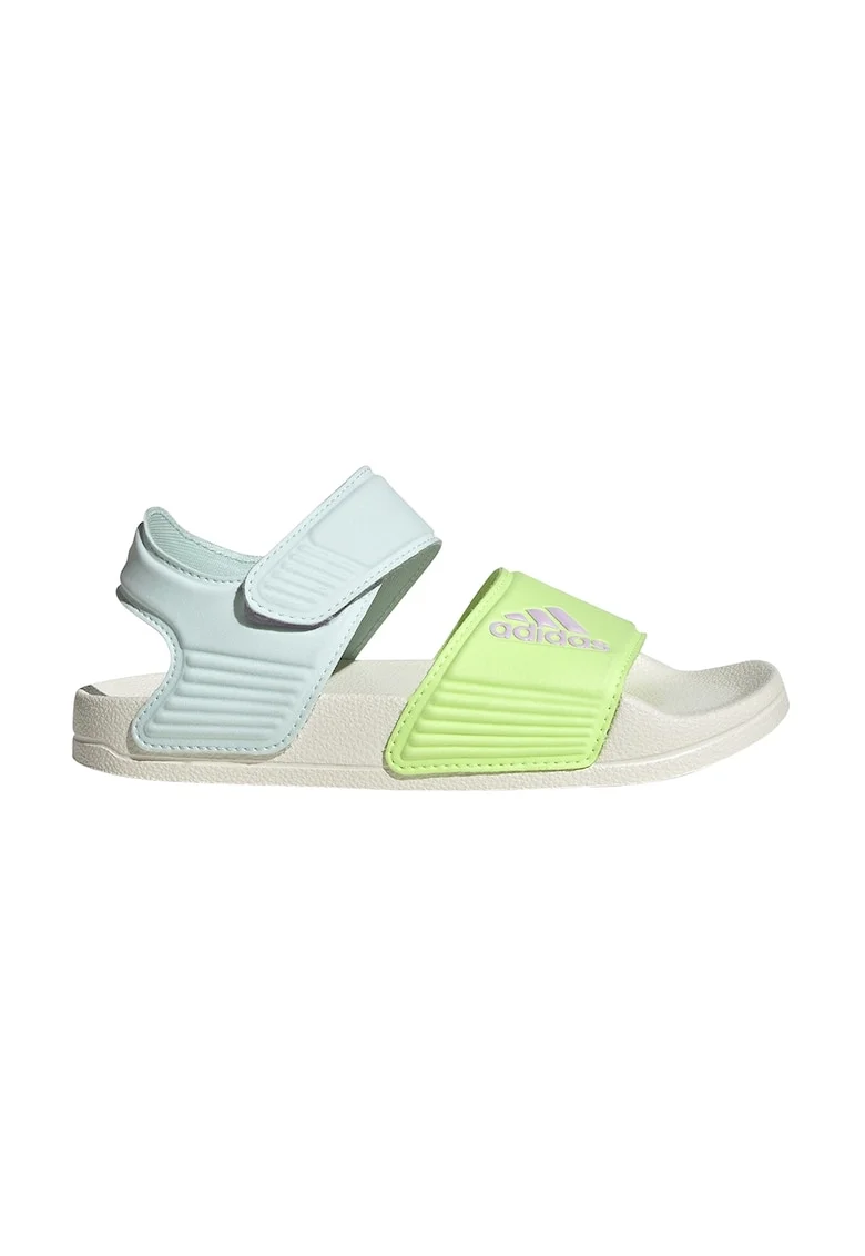Sandale cu velcro si logo Adilette, Verde neon/Albastru pal