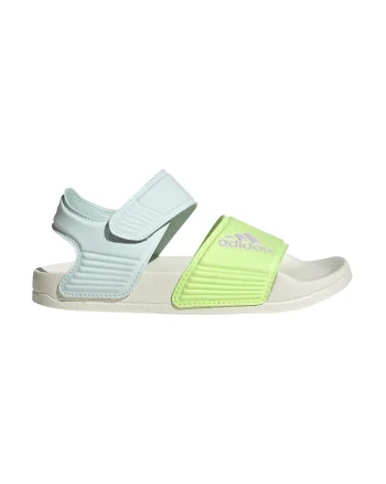 Sandale cu velcro si logo Adilette, Verde neon/Albastru pal