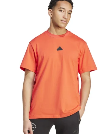 Tricou lejer de bumbac cu imprimeu logo pe partea din spate, Portocaliu