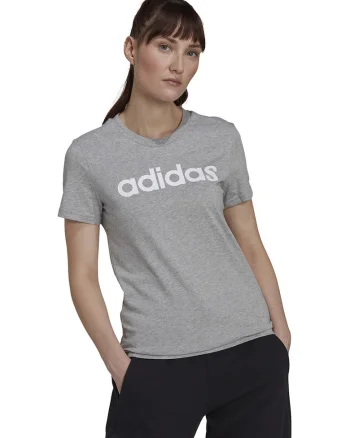Tricou slim fit cu imprimeu logo Essentials, Gri melange