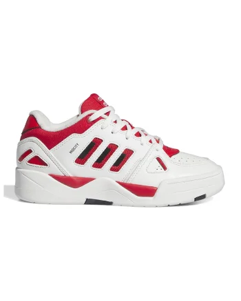 Pantofi sport de piele ecologica Midcity, Alb/Rosu vermillion