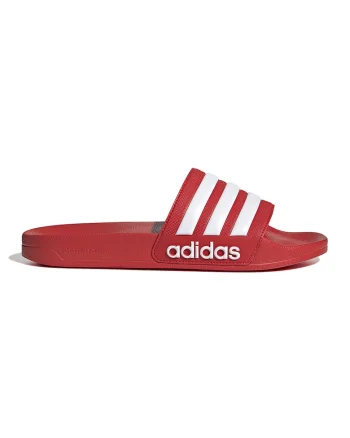 Papuci cu logo Adilette, Rosu/Alb murdar
