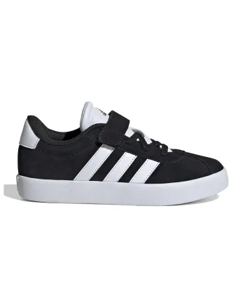 Pantofi sport VL Court 3.0 de piele intoarsa cu velcro, Alb/Negru