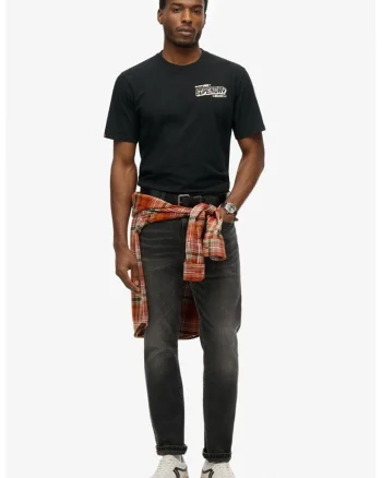 Tricou cu decolteu la baza gatului si imprimeu pe partea din spate, Alb/Negru