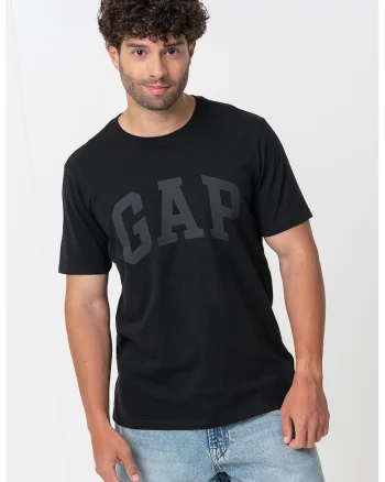 Tricou de bumbac cu imprimeu logo, Negru