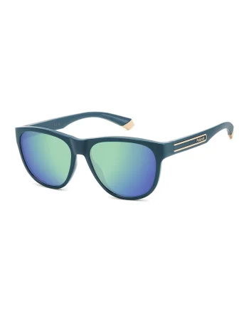Ochelari de soare unisex, lentile polarizate, Auriu/Albastru deschis/Albastru petrol