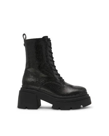 Bocanci demi-wedge de piele, Negru
