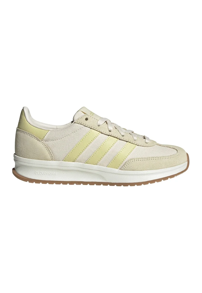 Pantofi sport low-cut cu garnituri din piele intoarsa, Alb fildes/Galben pai