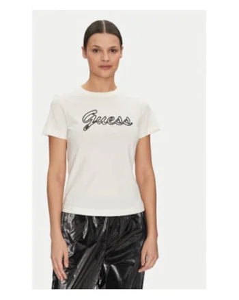 Tricou din bumbac organic cu imprimeu logo si decolteu la baza gatului,