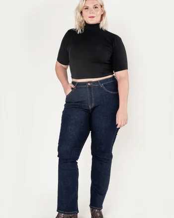 Blugi dama regular fit marimi mari  indigo P612-18 M10 17978, Albastru indigo