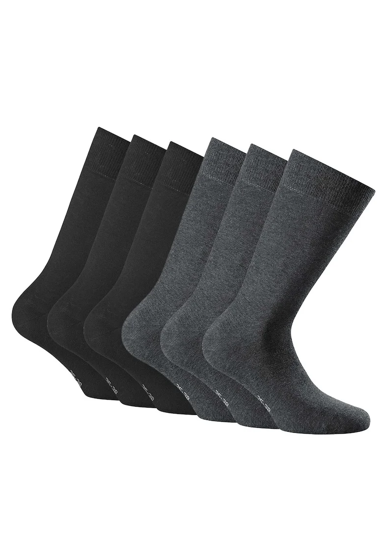 Rohner, Set de sosete lungi unisex - 6 perechi, Negru/Gri antracit