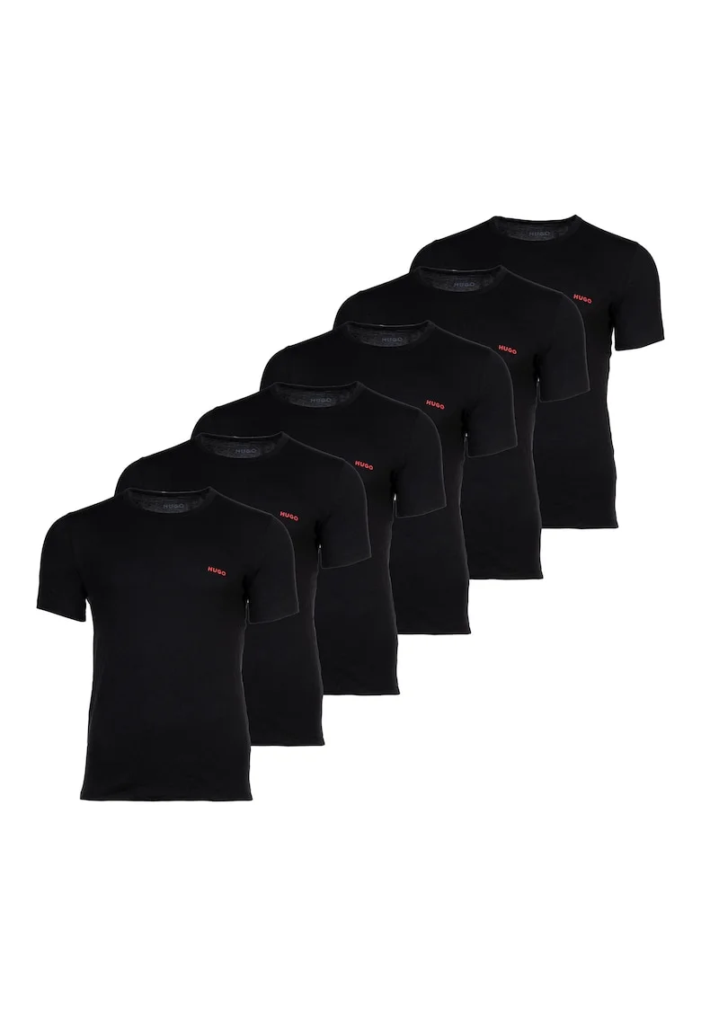 Set de tricouri cu decolteu la baza gatului - 6 perechi, Negru