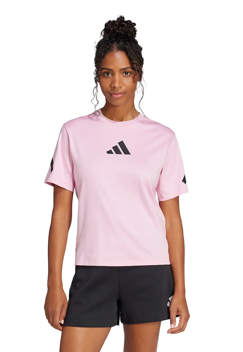 Tricou de bumbac cu imprimeu logo Z.N.E., Negru/Roz pastel