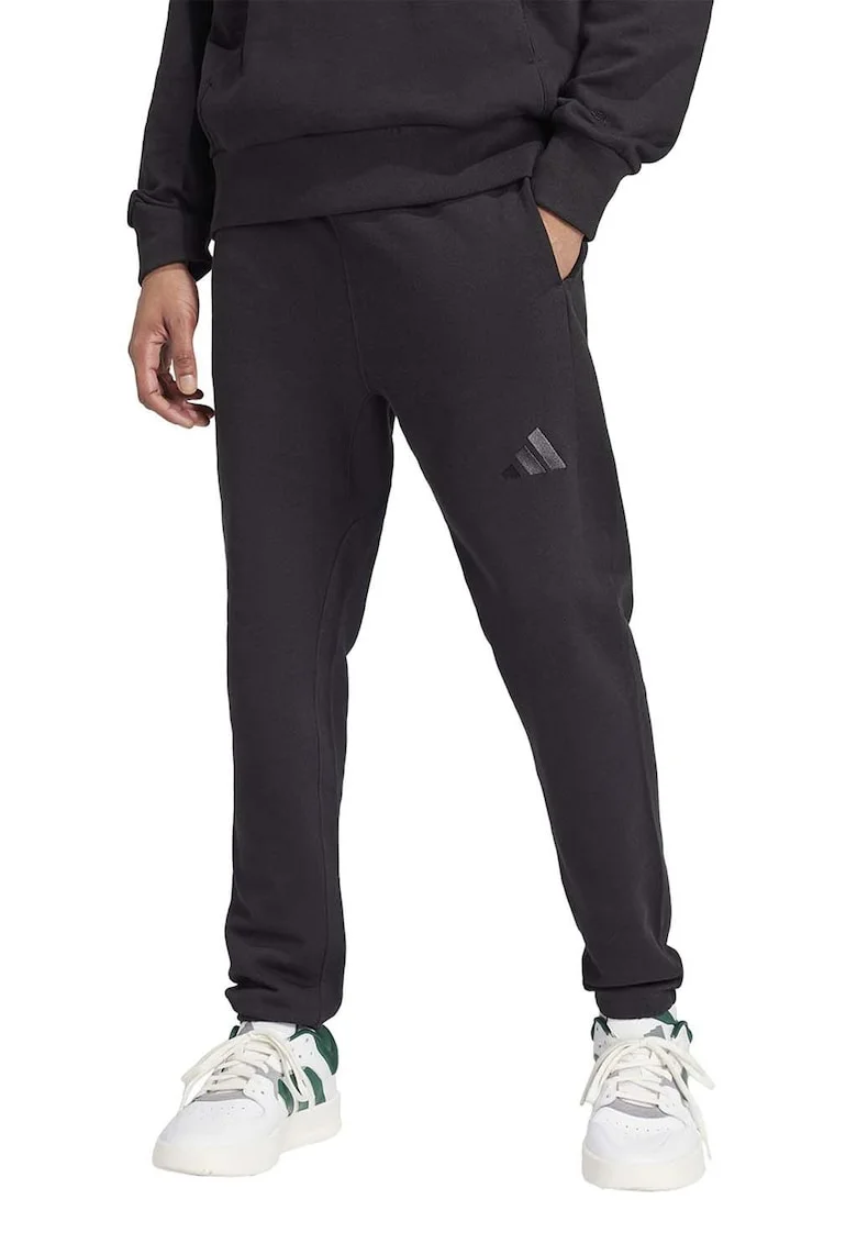 Pantaloni de trening din bumbac cu snur in talie, Negru