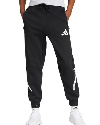 Pantaloni de trening cu buzunare cu fermoar Z.N.E., Negru/Alb optic