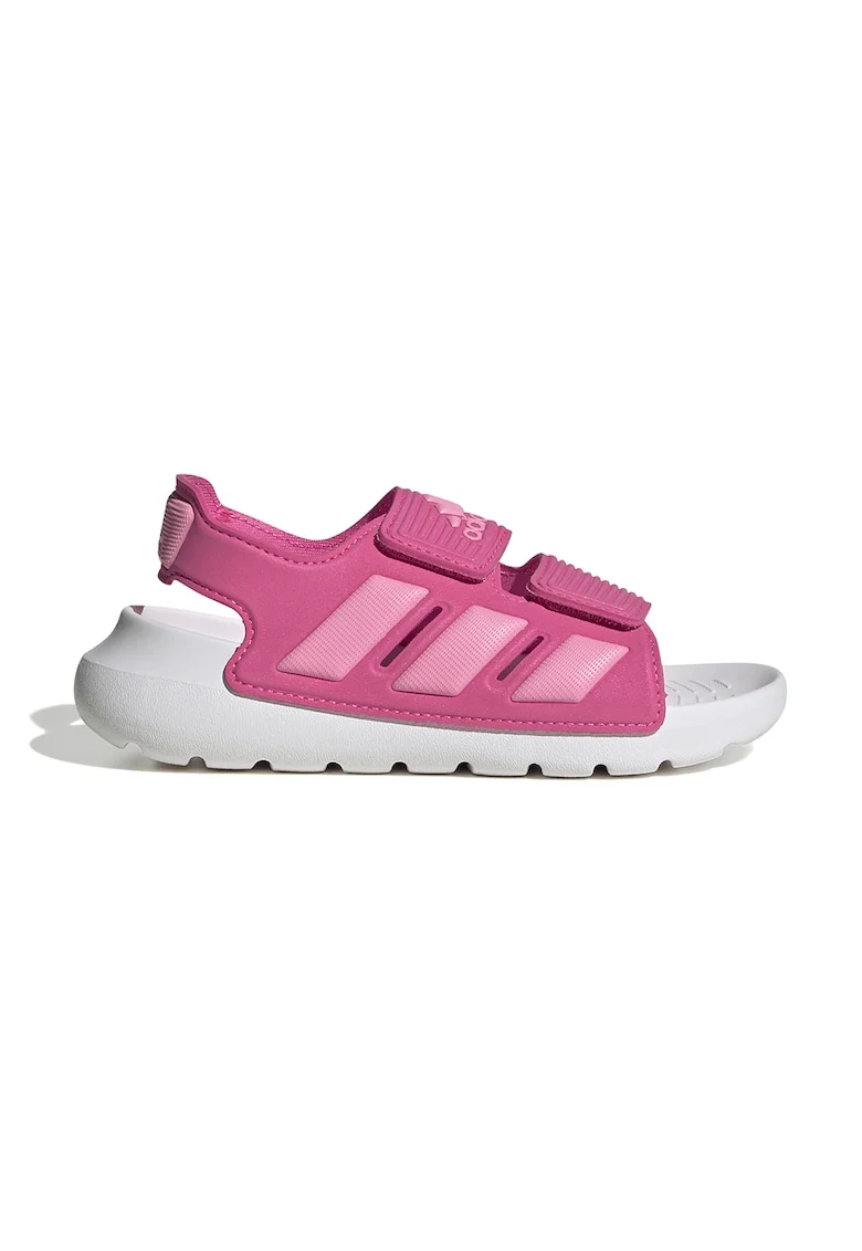 Sandale cu logo si velcro Alta Swim, Roz inchis