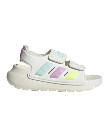 Sandale cu talpa wedge si inchidere velcro Altaswim 2.0, Alb fildes/Roz pastel/Verde menta